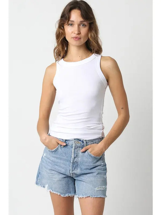 Ribbed Fitted Scoop Neck Tank Top 69-432LTX