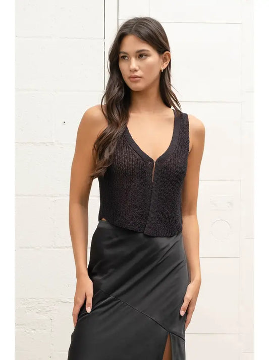 Front Hook and Eye Knit Sweater Vest TW1361
