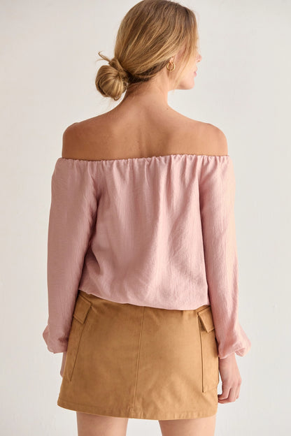 Liana Off Shoulder Crinkle Blouse CT9645