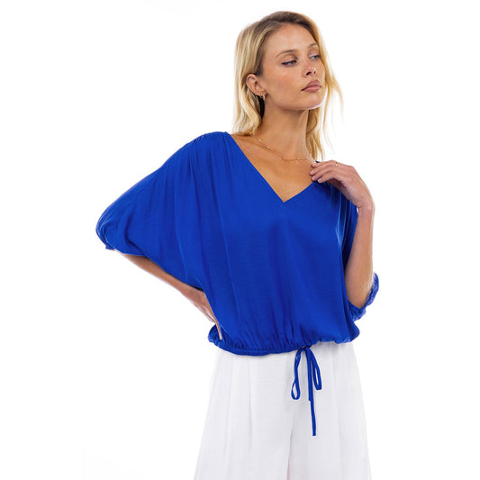 Cropped Blouse with Elasticized Waist SB119719-8