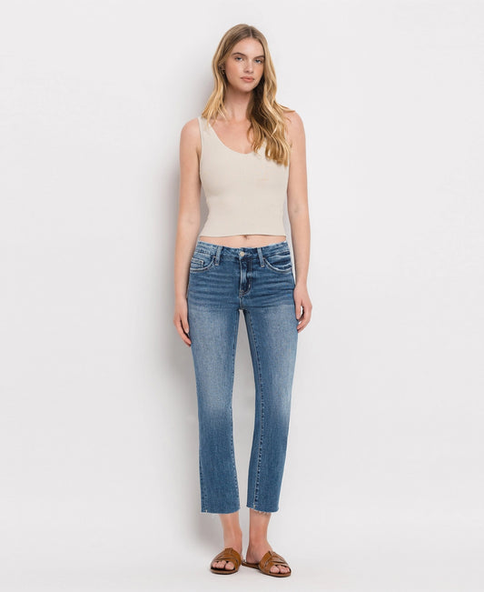 Mid Rise Crop Slim Straight Jeans V2213N