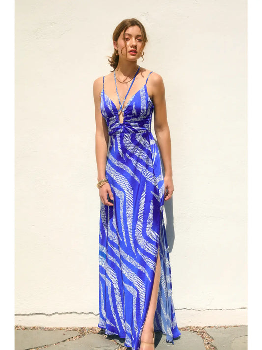 Breezy Sky Halter Sweetheart Midi Dress FD12960-P2124