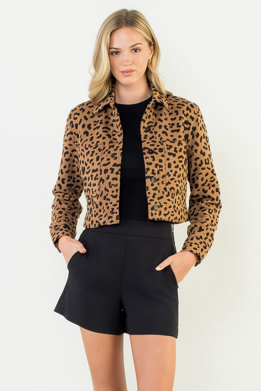 Cheetah Print Cropped Jacket WCT3339-1