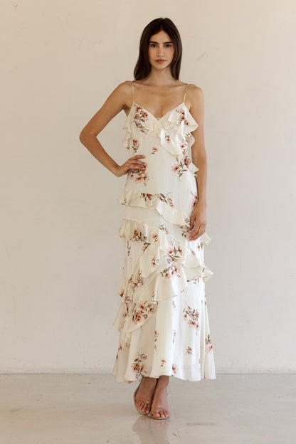 Floral Ruffle Tiered Maxi Dress SDJD5740