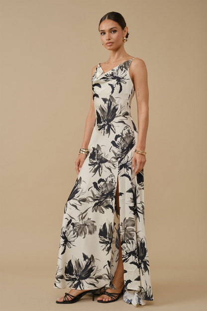 Floral Satin Maxi Dress  IDA16196