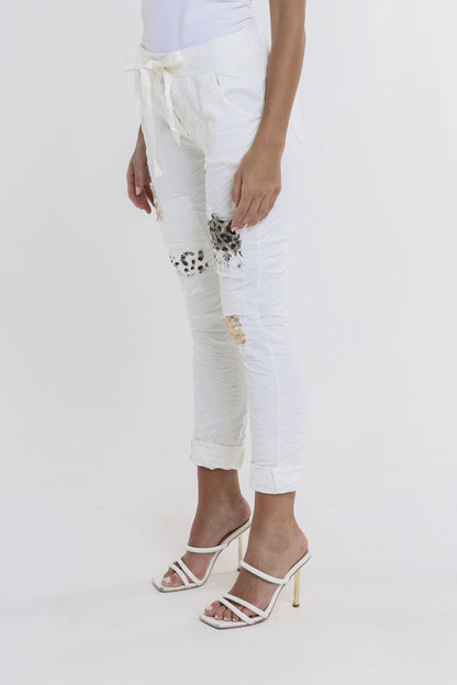 Kelly Leopard Sequin Patch Pant PL192L