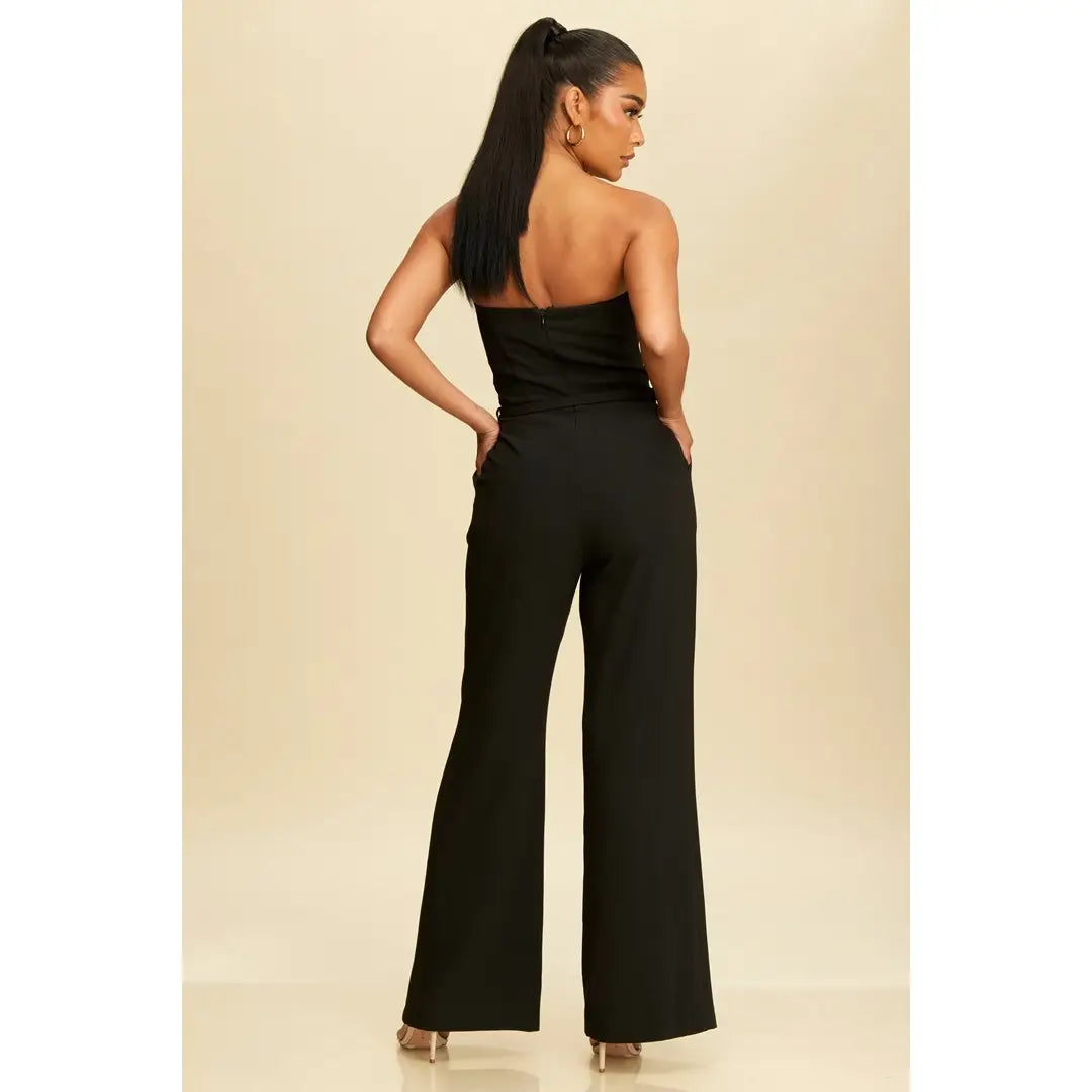 Belted Tuxedo Jumpsuit LJP10835