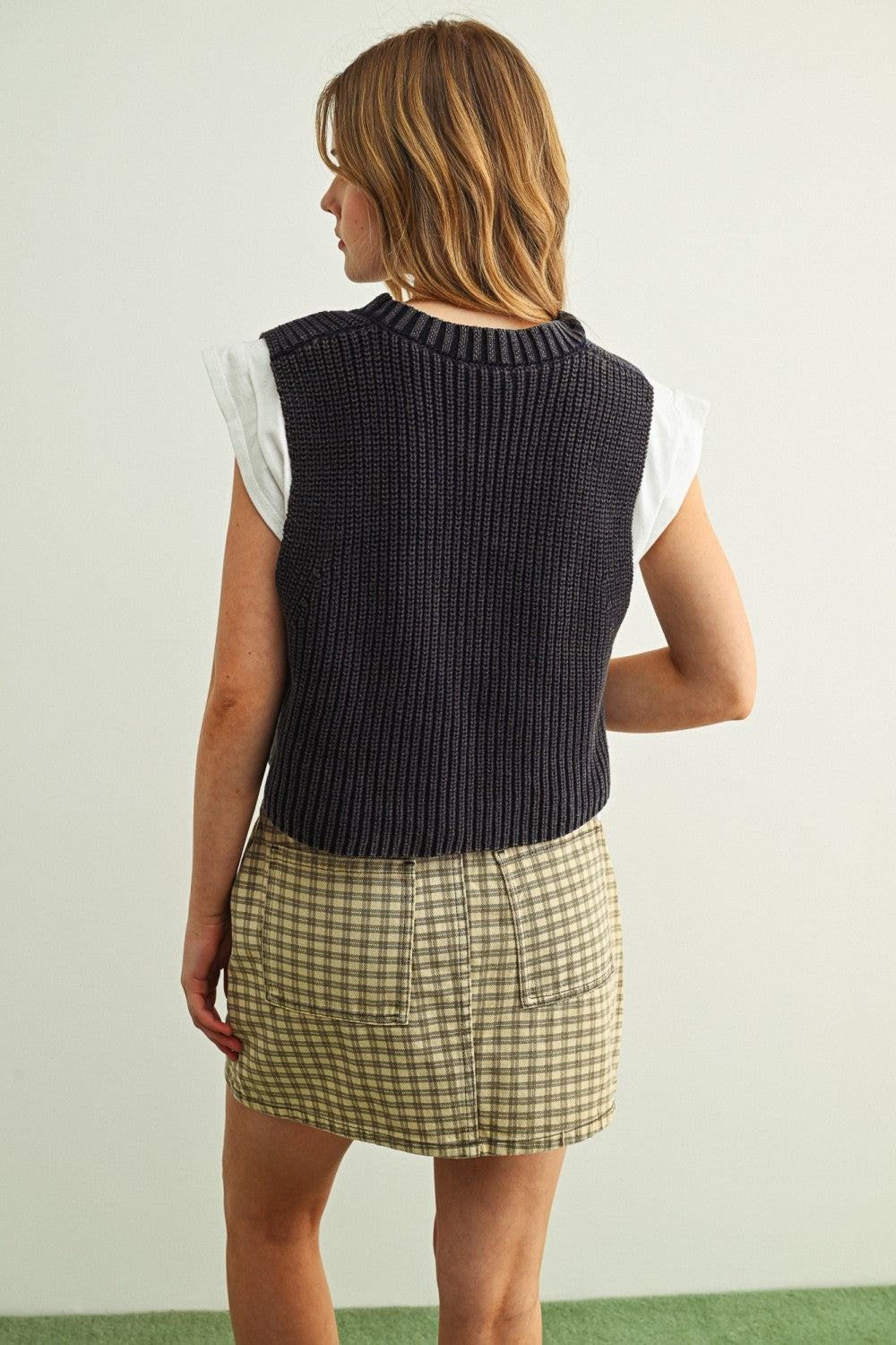 Sweater Vest With Jersey Top T6365