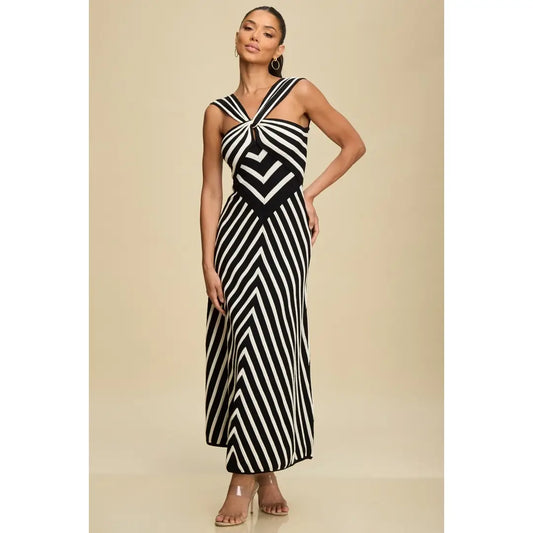 Striped Knit Midi Dress LD11863