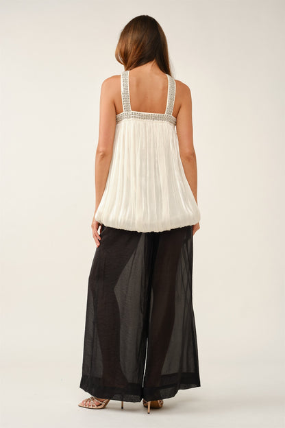 Sequin Pleated Bubble Blouse IBA29391