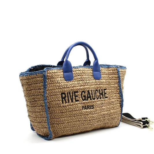 Crochet Rive Gauche Bicolor Woven Tote Bag 6389