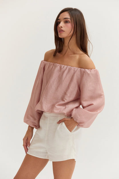 Liana Off Shoulder Crinkle Blouse CT9645