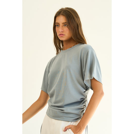Side Ruched Soft Stretch Knit Top M2517