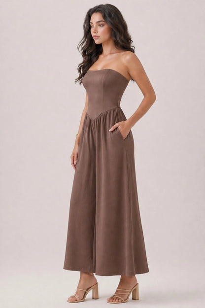 V Shape Drop Waist Tube Jumpsuit JR56941C