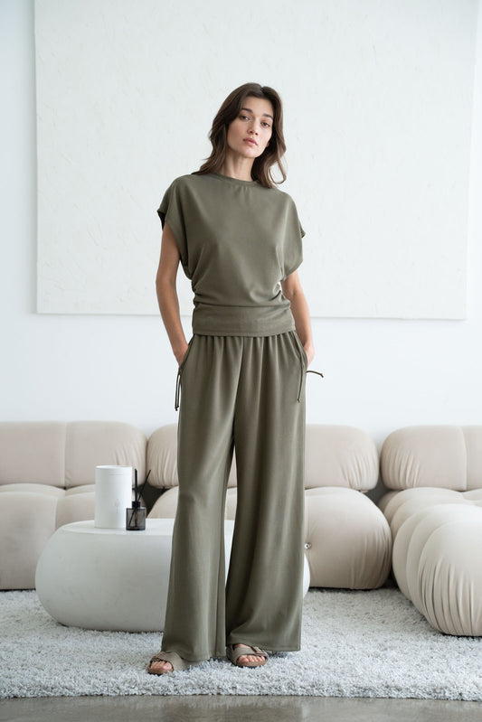 Double Side Tie Wide Leg Pants 5205EP