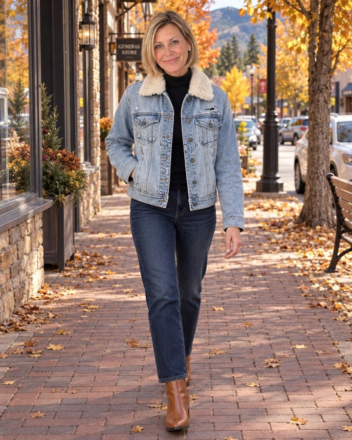 Basic Jacket With Fur Collar  HD897J-FUR