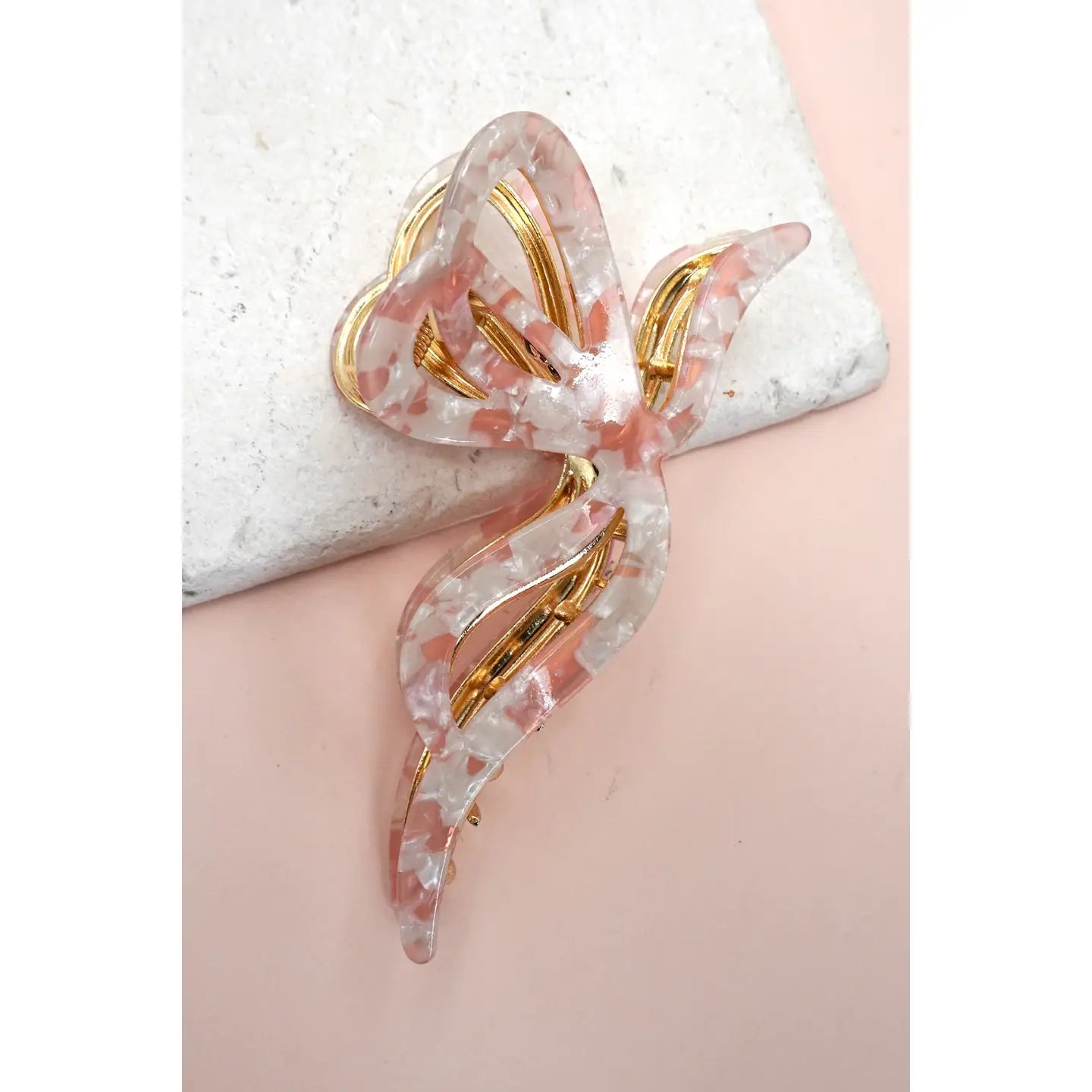 Premium Pvc Toile Pattern Bow Hair Claw Clips 40H928