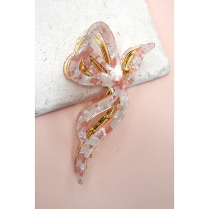 Premium Pvc Toile Pattern Bow Hair Claw Clips 40H928
