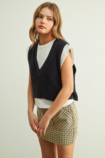 Sweater Vest With Jersey Top T6365