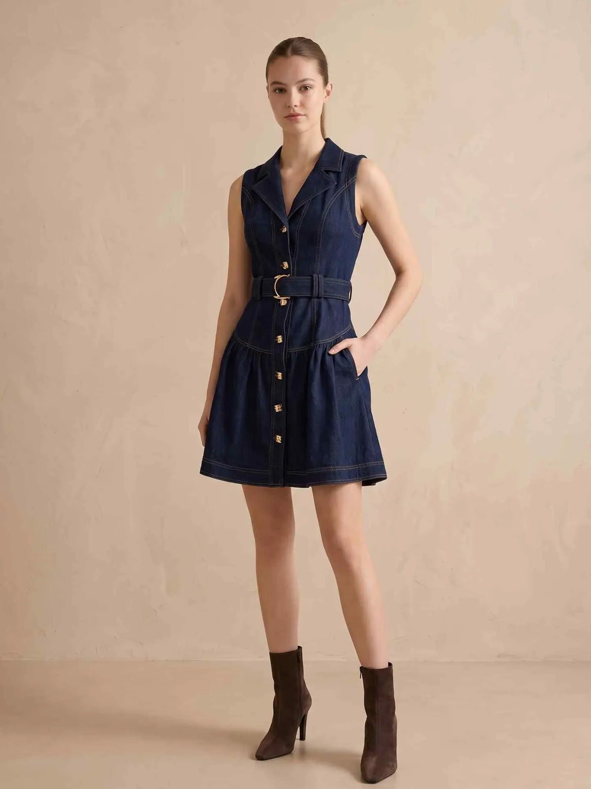 Stretch Denim Gold D-Ring Dress D760