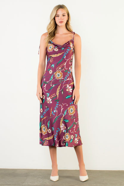 Tie Strap Floral Midi Dress JH2301-1