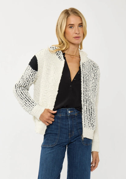 Color Block Popcorn Knit Sweater Jacket I-51184K-TJC