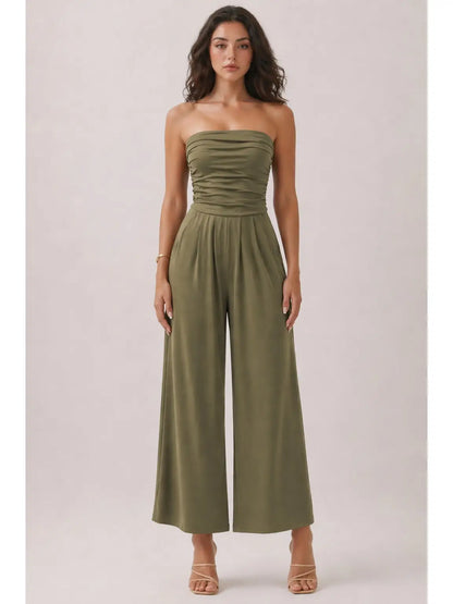 Tube Top With Shirring Palazzo Romper JR16435F