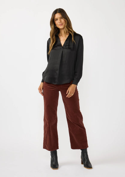 Split Neck Satin Blouse I-15573W-SWA