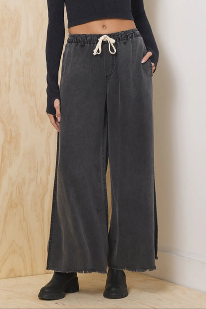 Charcoal Tencel Wide Leg Pants CC13380-CHA