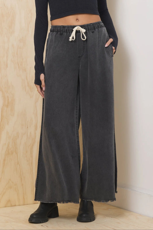 Charcoal Tencel Wide Leg Pants CC13380-CHA