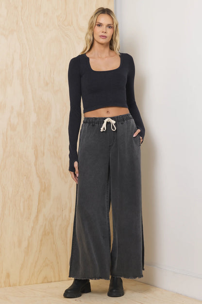 Charcoal Tencel Wide Leg Pants CC13380-CHA