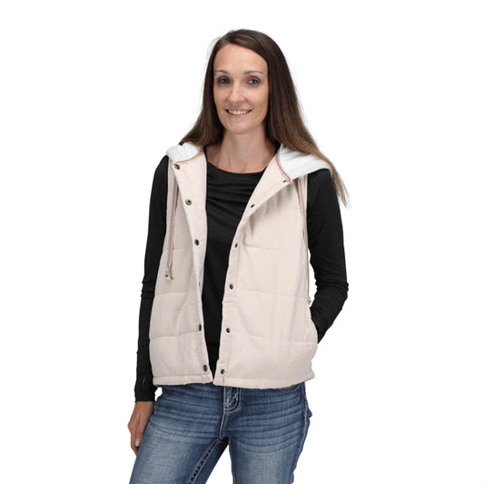 Contrast Trimmed Puffer Vest With Hood 36478