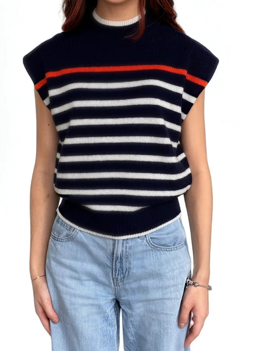 Sleeveless Striped Knit Top WKC0442