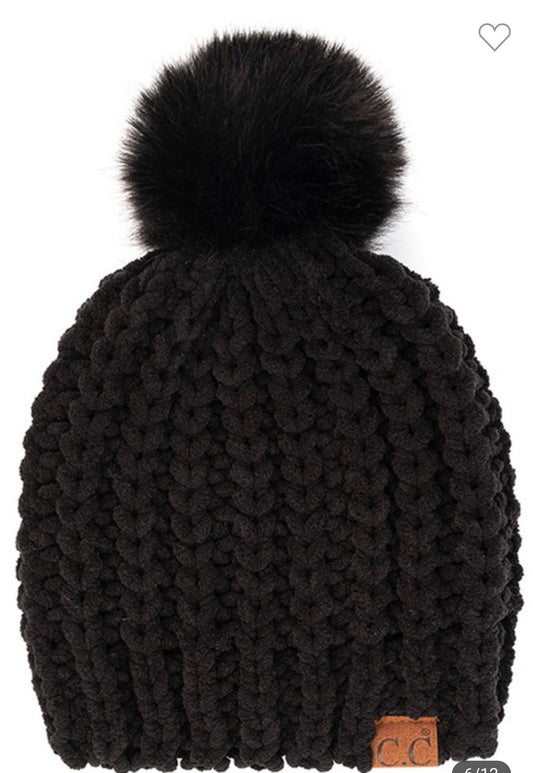 C.c Soft Chenille Chunky Yarn Beanie Hat HAT-2086