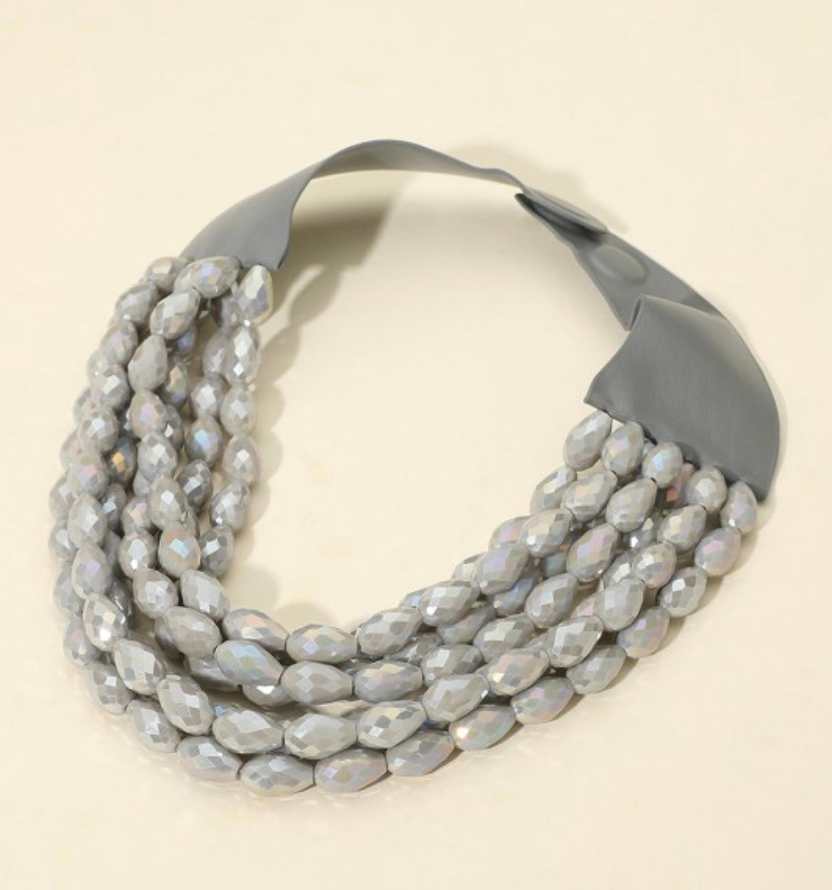 Chunky Layered Faux Leather Magnetic Necklace FN143