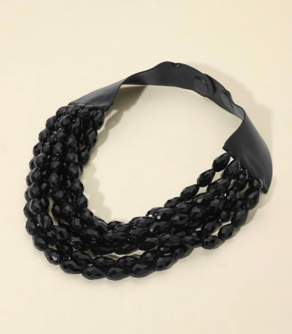 Chunky Layered Faux Leather Magnetic Necklace FN143