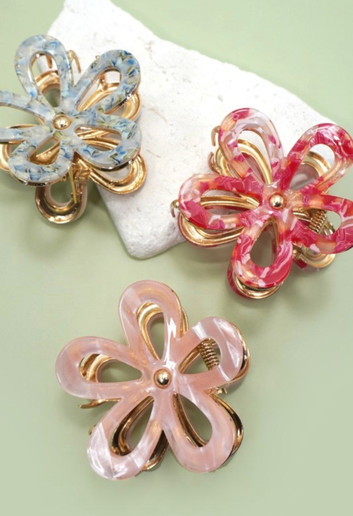 Jumbo Pvc Casting Round Floral Hair Claw Clips 40H986
