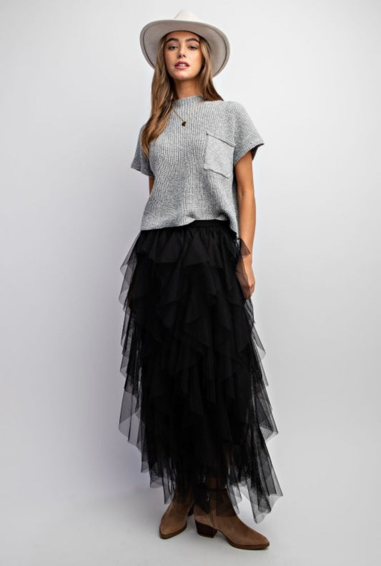Cascading Tulle Mesh Layered Max Skirt SK9051-l