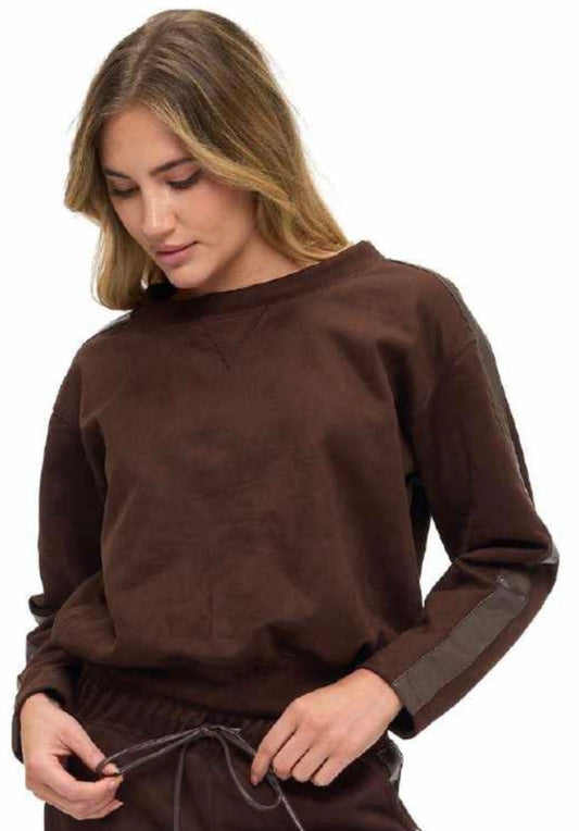 Suede Scuba Pullover W/Pleather T1710-K509