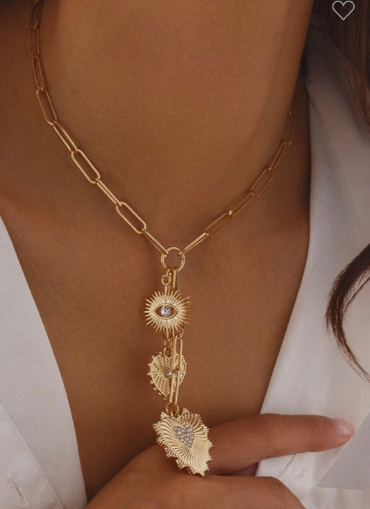 Multi Heart Circle Pendant Necklace 40NK9574