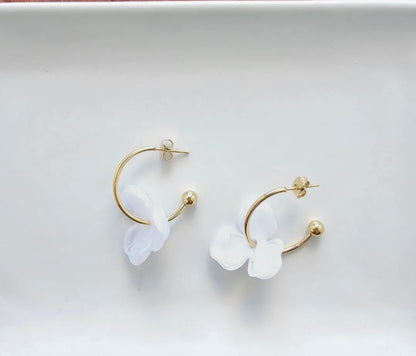 Magnolia Hoops-White Earring