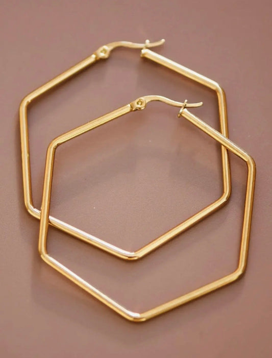 18k Gold Plated Stainless Steel Hoop Earrings 7151