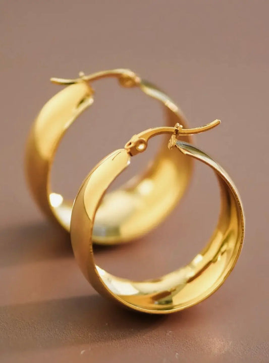 18K Gold Plated Steel  Hoop Earrings 7161