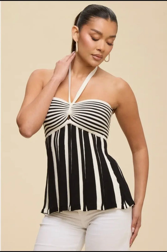 2 Tone Knite Hlater Top LT12313