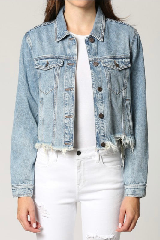 Medium Wash Classic Cropped Fitted Jacket HD931J-M