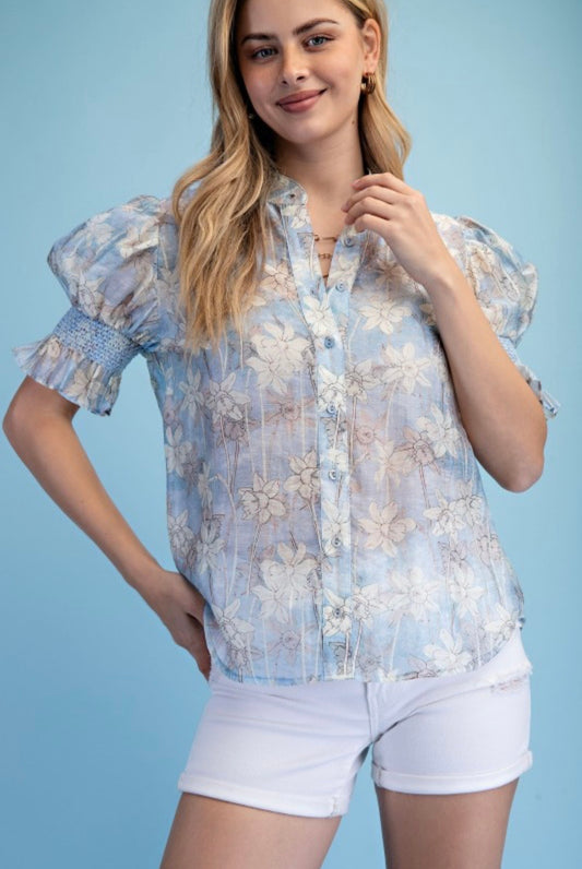 Sheer Floral Blouse TY1152