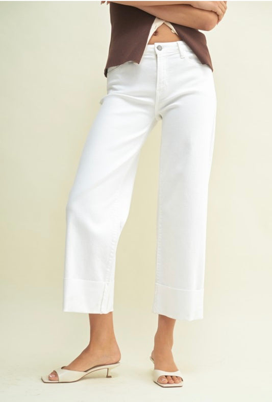 Scissor Cut Cuffed Slim Wide Denim BP600J