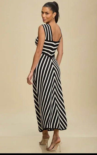 Striped Knit Midi Dress LD11863