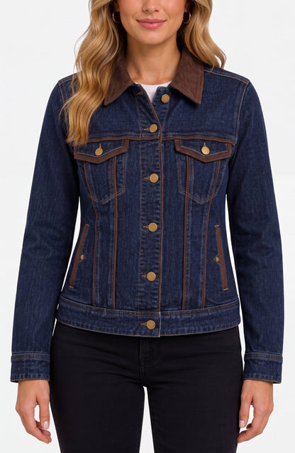Classic Trucker Jacket with Velvet Details - Riverwalk
