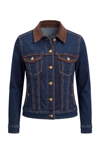 Classic Trucker Jacket with Velvet Details - Riverwalk